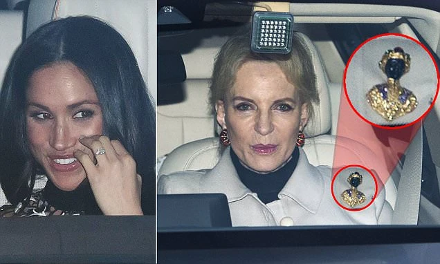 Anger as British royal wears a controversial 'racist' blackamoor brooch to Queen Elizabeth's Christmas lunch... attended by Meghan Markle | 108425