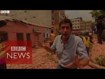 Moment Nepal aftershock hits caught on camera - BBC News | youtube.com | 64933