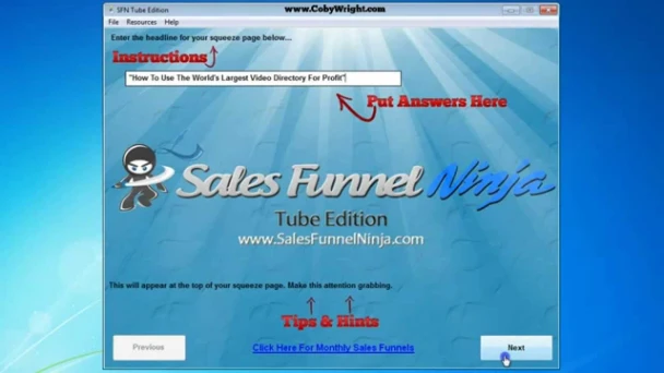 How To Use Sales Funnel Ninja Tube Edition Software by Coby Wright | 95235