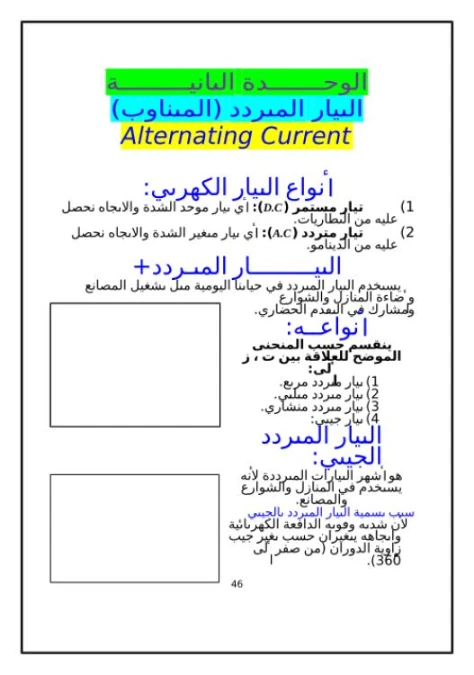 الوحدة الثانية التيار المتردد (المتناوب) | 98883