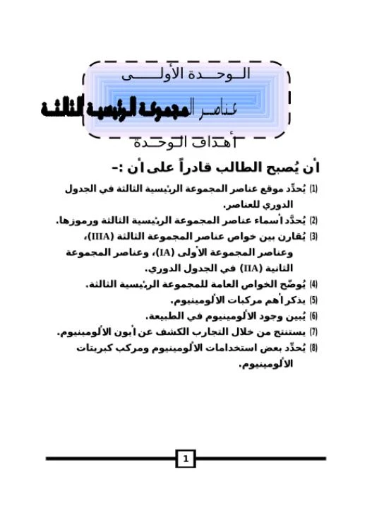 الوحدة الاولى عناصر المجموعه الرئيسية الثالثة | 98893