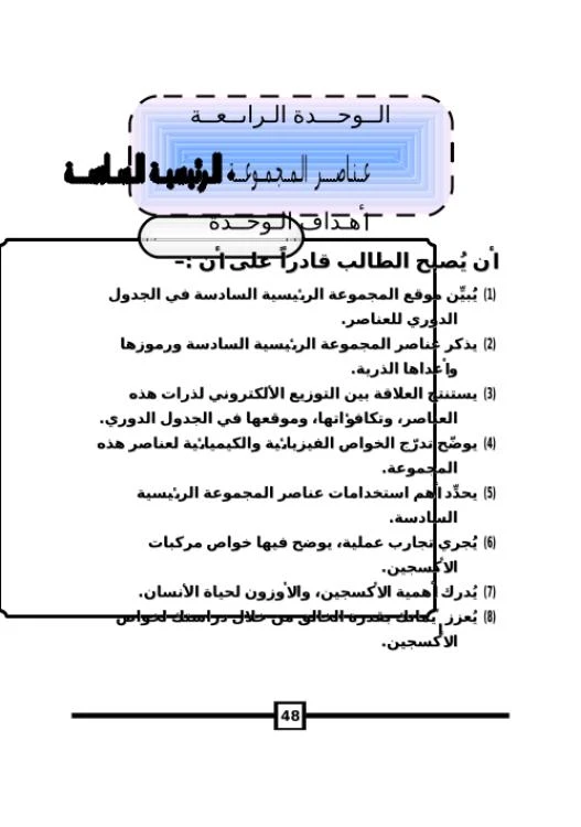 الوحدة الرابعة عناصر المجموعه السادسة | 98896