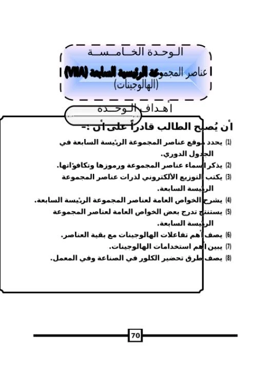 الوحدة الخامسة عناصر المجموعه السابعة (الهالوجينات) | 98897