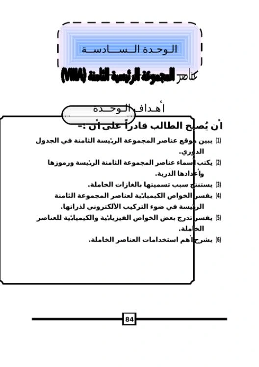 الوحدة السادسة عناصر المجموعه الثامنه | 98899